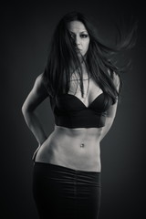 Fototapeta premium Gorgeous brunette portrait. Black and white
