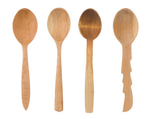 wood spoon as utensils on white