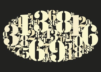 Obraz premium Numbers cloud gold black bg