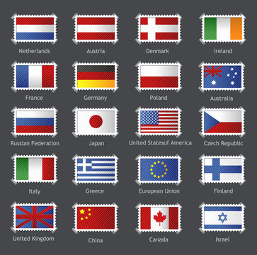 World Flags As Stamps