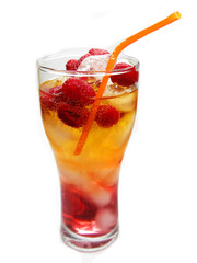 fruit cold juice drink with raspberry