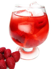 fruit red punch cocktail drink with raspberry