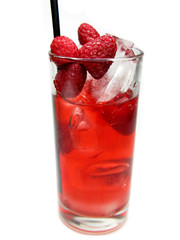 fruit red punch cocktail drink with raspberry