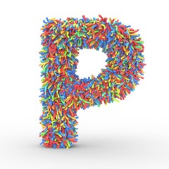 Texteffekt bunte Haare Buchstabe P