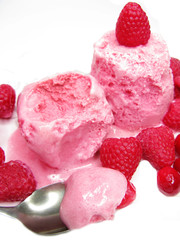 pink fruit ice-cream with spoon