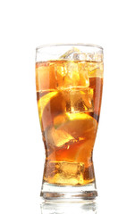 Iced tea with lemon and lime isolated on white