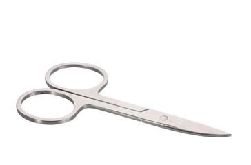 Silver nail scissors isolated on white