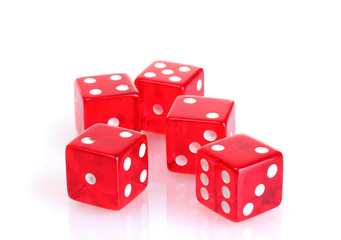 Red dices isolated on white
