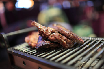 Meat on grill