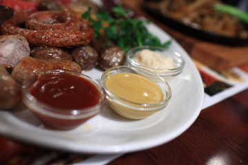 Mustard and sausages