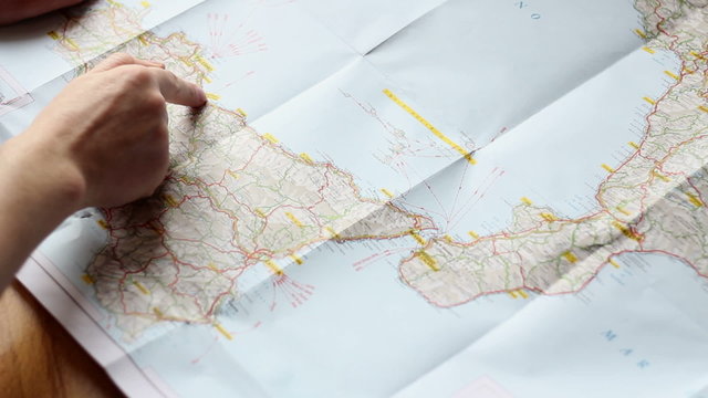 Looking at a route on a map