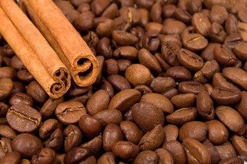 coffee beans and canella sticks