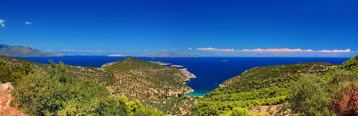 Fototapeta na wymiar Panorama , Poros Island , Aegean Sea , Greece