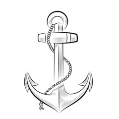 Drawing one-color anchor. Vector illustration