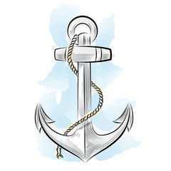 Drawing color anchor. Vector illustration
