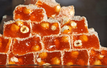 Traditional sweet Turkish Delight (Lokum)