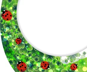 Küchenrückwand Plexiglas Marienkäfer Frühlingshintergrund mit transparenten Marienkäfern