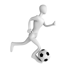 Fototapeta na wymiar soccer player with ball on white background