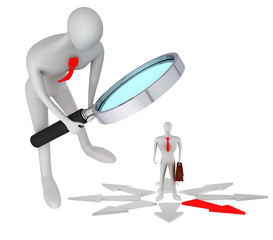 3d person watching on 3d businessman before a choice