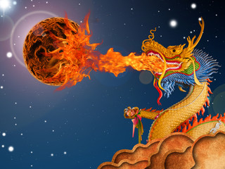 Dragon statue on sky dark night