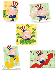 Fototapeta premium Uncle Sam Cartoon Characters