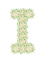 I, daisy flower alphabet isolated on white background