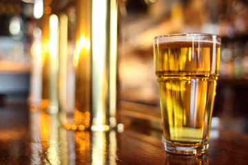 Pint of beer in a tavern.