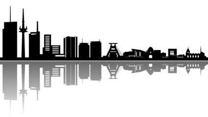 Naklejka premium Essen Skyline Spiegelung Vektor
