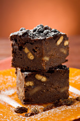 Cake with bread, cocoa, biscuits and sultanas