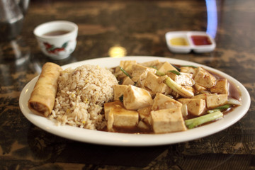 Mo Po tofu dish at a Chinese restaurant.