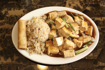 Mo Po tofu dish at a Chinese restaurant.