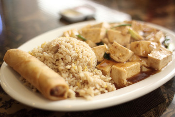 Mo Po tofu dish at a Chinese restaurant.