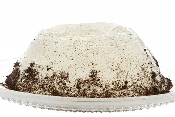 frosted cake over white