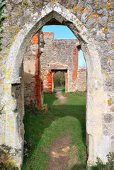 Fototapeta na wymiar archway of ruined parish church