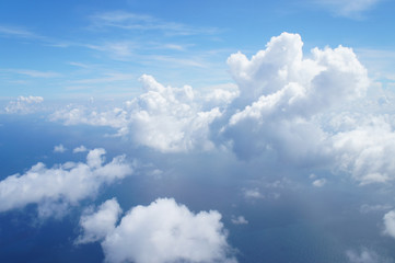 Sky and group of clouds taken from airplane