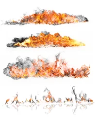 Papier Peint photo Flamme Collection de feu haute résolution isolé sur fond blanc
