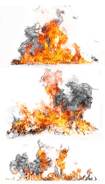 High resolution fire collection isolated on white background