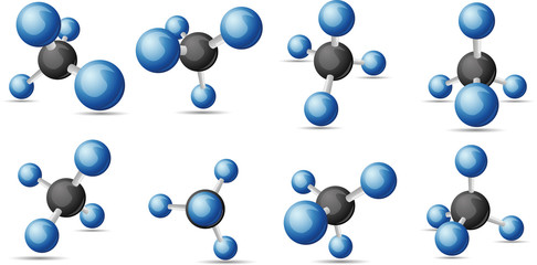 CH4 methane  molecule - obrazy, fototapety, plakaty