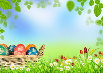 Easter basket with eggs