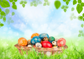 Easter basket with eggs