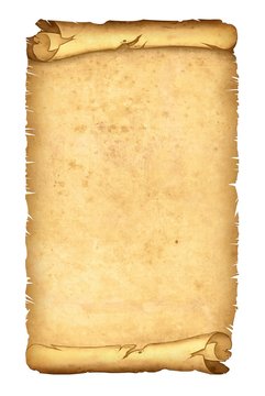 parchment papyrus scroll isolated on white background