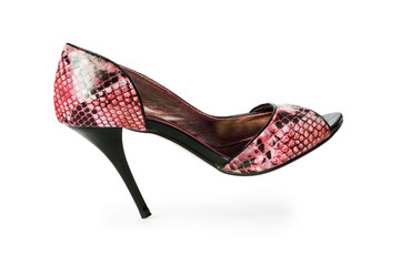Red female shoes in fashion concept