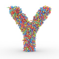 Texteffekt bunte Haare Buchstabe Y