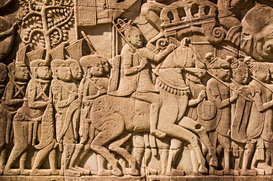 Ancient Khmer Military Commander frieze