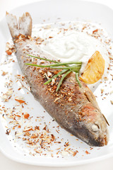 trout fish baked with nuts