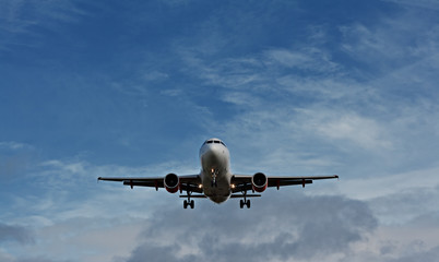 Fototapeta na wymiar Passenger plane on final approach