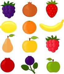 Set of  berries and fruits