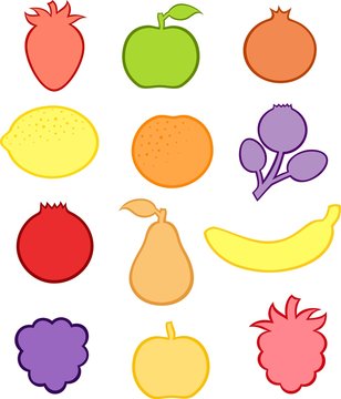 Collection of fruit and berry stickers