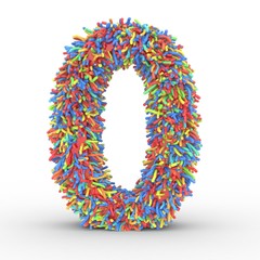 Texteffekt bunte Haare Zahl 0