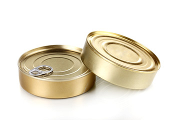 Two tin cans isolated on white